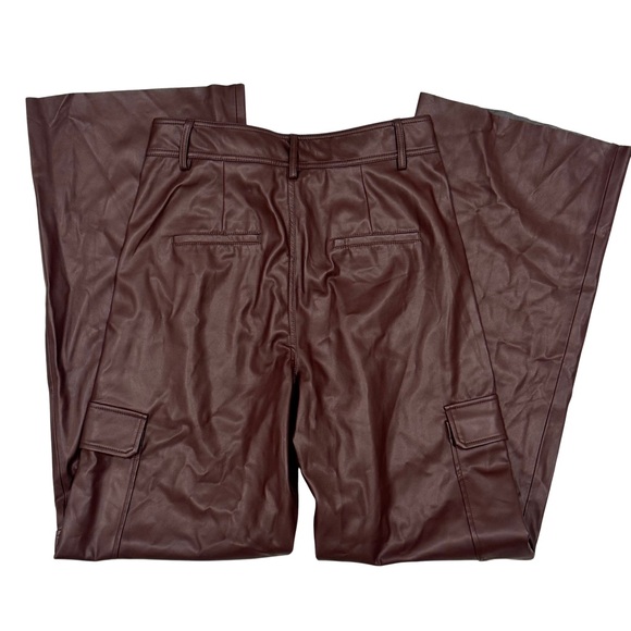 NWT $398 OSCAR The Collection Faux Leather Cargo Pants UK 12 US 8 Chestnut Brown - Picture 6 of 9